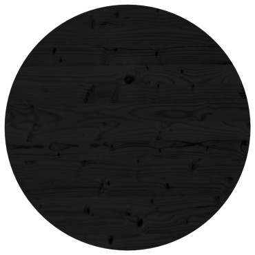 vidaXL Επιφάνεια Τραπεζιού Στρογγυλή Μαύρη 70x3cm Μασίφ Ξύλο Πεύκου 1 τεμ.