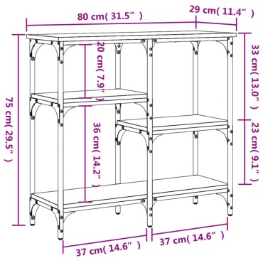 vidaXL Τραπέζι Κονσόλα Μαύρο 80x29x75cm Επεξεργασμένο Ξύλο 1 τεμ.