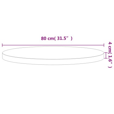 vidaXL Επιφάνεια Τραπεζιού Στρογγυλή 80x4cm Μασίφ Ξύλο Οξιάς 1 τεμ.