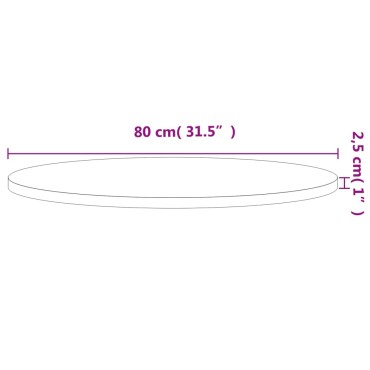 vidaXL Επιφάνεια Τραπεζιού Στρογγυλή 80x2,5cm Μασίφ Ξύλο Οξιάς 1 τεμ.