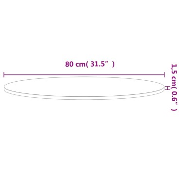 vidaXL Επιφάνεια Τραπεζιού Στρογγυλή 80x1,5cm Μασίφ Ξύλο Οξιάς 1 τεμ.