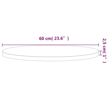 vidaXL Επιφάνεια Τραπεζιού Στρογγυλή 60x2,5cm Μασίφ Ξύλο Οξιάς 1 τεμ.