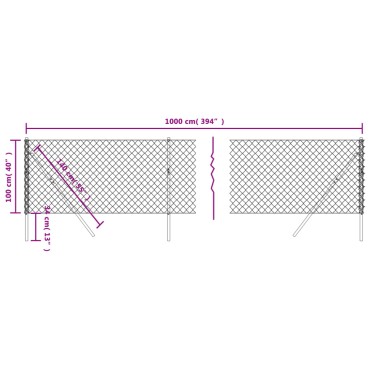 vidaXL Συρματόπλεγμα Περίφραξης Ασημί 1 x 10 μ.