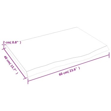 vidaXL Επιφάνεια Τραπεζιού 60x40x2cm Ακατέργαστο Μασίφ Ξύλο Δρυός 1 τεμ.