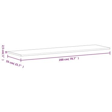 vidaXL Επιφάνεια Γραφείου 200x55x2,5cm από Μασίφ Ξύλο Οξιάς