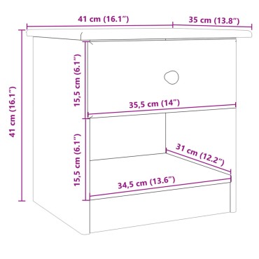 vidaXL Κομοδίνο ALTA 41x35x41cm από Μασίφ Ξύλο Πεύκου 1 τεμ.