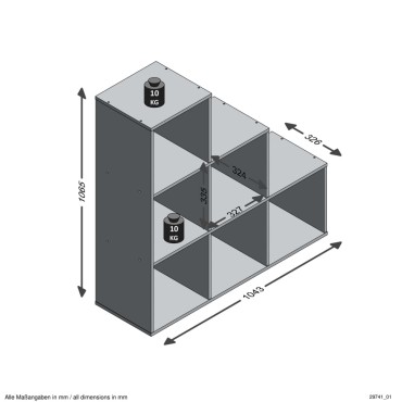 FMD Διαχωριστικό Δωματίων με 6 Τμήματα Ματέρα Γκρι 104,3x33x106,5cm