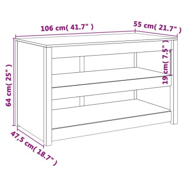 vidaXL Ντουλάπι Κουζίνας Εξ. Χώρου Λευκό 106x55x64cm Μασίφ Ξύλο Πεύκου 1 τεμ.