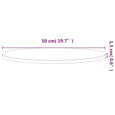 vidaXL Επιφάνεια Τραπεζιού Στρογγυλή 50x1,5cm Μασίφ Ξύλο Οξιάς 1 τεμ.