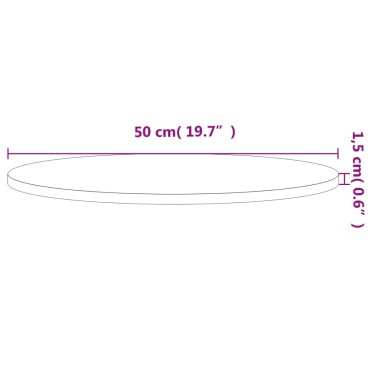 vidaXL Επιφάνεια Τραπεζιού Στρογγυλή 50x1,5cm Μασίφ Ξύλο Οξιάς 1 τεμ.