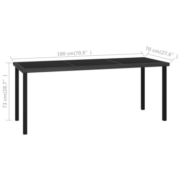 vidaXL Τραπεζαρία Κήπου Μαύρη 180x70x73cm από Συνθετικό Ρατάν 1 τεμ.