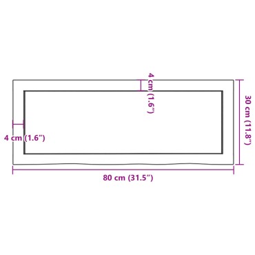 vidaXL Πάγκος Μπάνιου 80x30x(2-6) εκ. από Ακατέργαστο Μασίφ Ξύλο