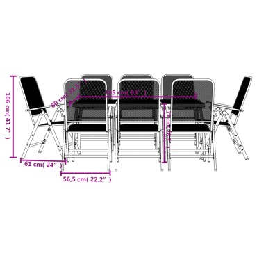 vidaXL Σετ Τραπεζαρίας Κήπου 9 τεμ. Ανθρακί από Μεταλλικό Πλέγμα 56,5x61x106cm