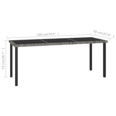 vidaXL Τραπεζαρία Κήπου Γκρι 180x70x73cm από Συνθετικό Ρατάν 1 τεμ.