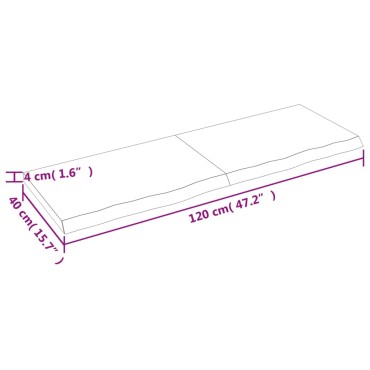 vidaXL Επιφάνεια Τραπεζιού 120x40x(2-4)cm Ακατέργαστο Μασίφ Ξύλο Δρυός 1 τεμ.