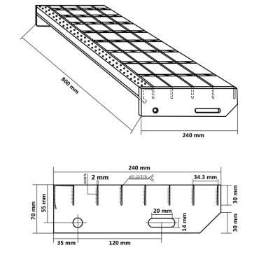 vidaXL Σκαλοπάτια από Σχάρα 80x24x7 εκ. από Γαλβανισμένο Χάλυβα