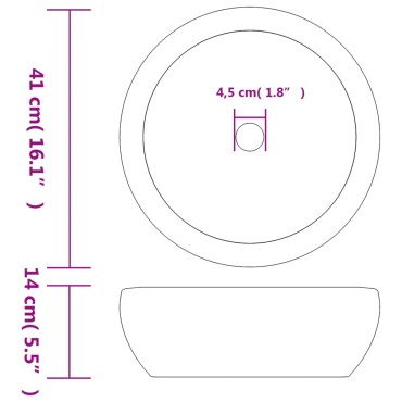 vidaXL Νιπτήρας Λευκός και Μπλε Φ41x14 εκ. Κεραμικός