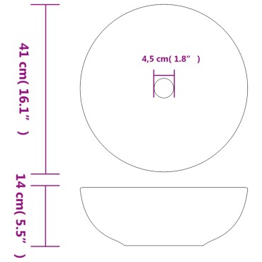 vidaXL Νιπτήρας Λευκός και Μπλε Φ41x14 εκ. Κεραμικός