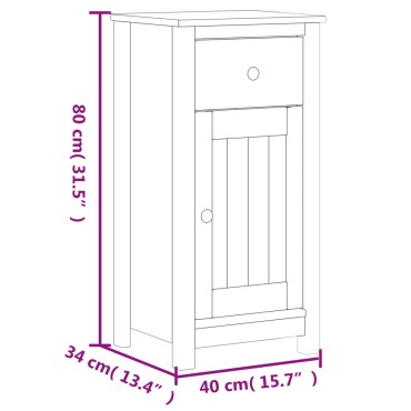 vidaXL Ντουλάπι Μπάνιου BERG Μαύρο 40x34x80cm Μασίφ Ξύλο Πεύκου