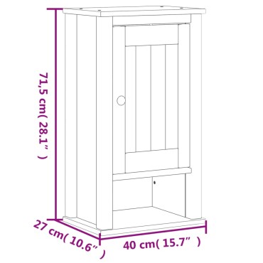 vidaXL Ντουλάπι Μπάνιου Επιτοίχιο BERG Λευκό 40x27x71,5cm Μασίφ Πεύκο