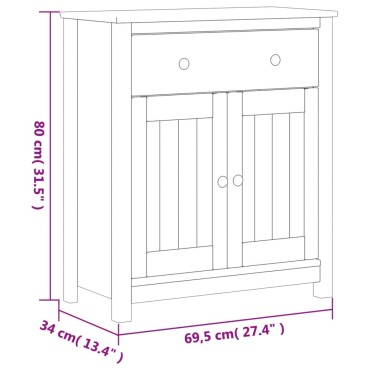 vidaXL Ντουλάπι Μπάνιου BERG Μαύρο 69,5x34x80cm Μασίφ Ξύλο Πεύκου