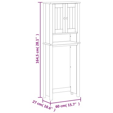 vidaXL Ντουλάπι Τουαλέτας BERG Λευκό 60x27x164,5cm Μασίφ Ξύλο