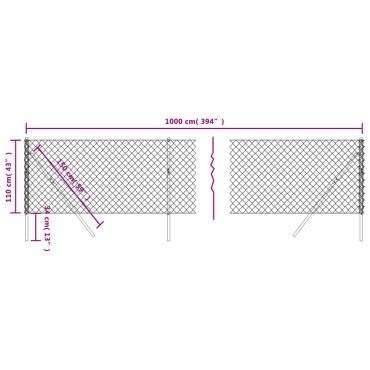 vidaXL Συρματόπλεγμα Περίφραξης Ασημί 1,1 x 10 μ.