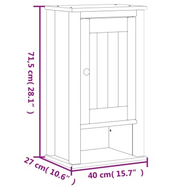 vidaXL Ντουλάπι Μπάνιου Επιτοίχιο BERG Μαύρο 40x27x71,5cm Μασίφ Πεύκο