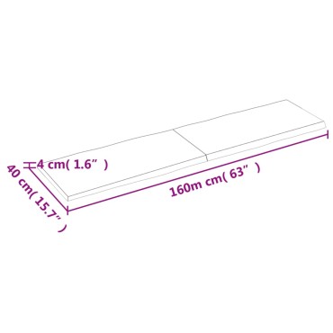 vidaXL Επιφάνεια Τραπεζιού 160x40x(2-4)cm Ακατέργαστο Μασίφ Ξύλο Δρυός 1 τεμ.