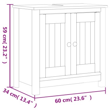 vidaXL Ντουλάπι Νιπτήρα BERG Μαύρο 60x34x59cm Μασίφ Ξύλο Πεύκου 1 τεμ.