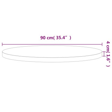 vidaXL Επιφάνεια Τραπεζιού Στρογγυλή 90x4cm Μασίφ Ξύλο Οξιάς 1 τεμ.