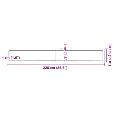 vidaXL Πάγκος Μπάνιου Αν. Καφέ 220x30x(2-4) εκ. Επεξεργ. Μασίφ Ξύλο