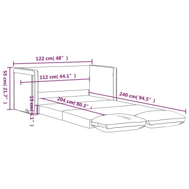 vidaXL Καναπές-Κρεβάτι Δαπέδου 2 σε 1 Σκ. Γκρι 122x204x55cm Βελούδο 1 τεμ. Γωνιακός