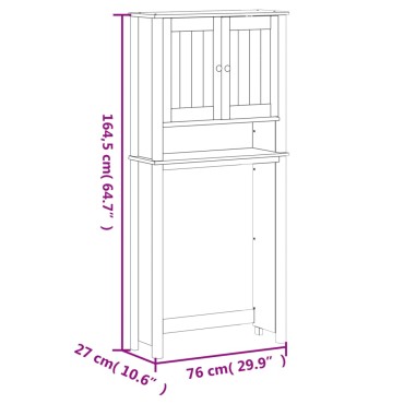 vidaXL Ντουλάπι Πλυντηρίου BERG Μαύρο 76x27x164,5cm από Μασίφ Ξύλο