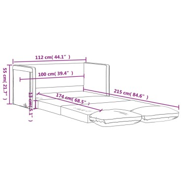 vidaXL Καναπές-Κρεβάτι Δαπέδου 2 σε 1 Μαύρος 112x174x55cm Ύφασμα 1 τεμ. Γωνιακός