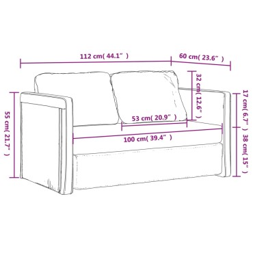 vidaXL Καναπές-Κρεβάτι Δαπέδου 2 σε 1 Μαύρος 112x174x55cm Ύφασμα 1 τεμ. Γωνιακός