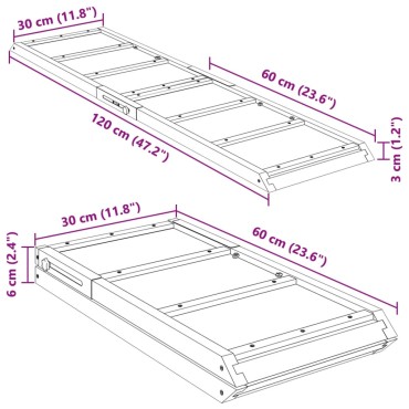 vidaXL Ράμπα Σκύλου Γκρι 120 x 30 εκ. από Μασίφ Ξύλο Ελάτης