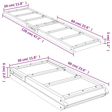 vidaXL Ράμπα Σκύλου Γκρι 120 x 30 εκ. από Μασίφ Ξύλο Ελάτης