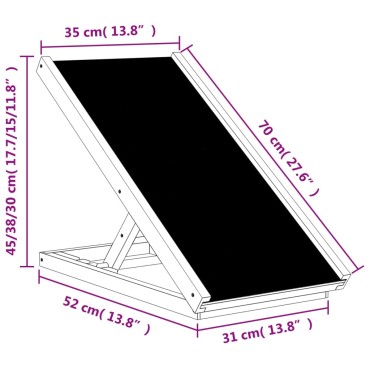 vidaXL Ράμπα Σκύλου Γκρι 70 x 35 εκ. από Μασίφ Ξύλο Ελάτης