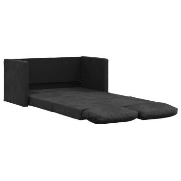 vidaXL Καναπές-Κρεβάτι Δαπέδου 2 σε 1 Μαύρος 122x204x55cm Βελούδινος 1 τεμ. Γωνιακός