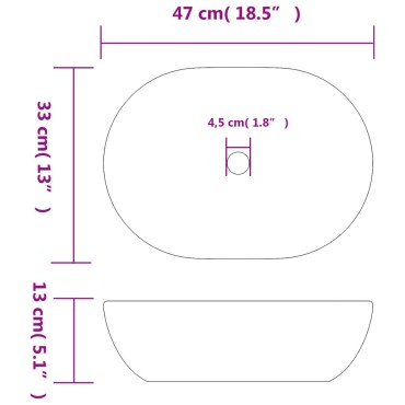 vidaXL Νιπτήρας Οβάλ Μαύρος και Μπλε 47x33x13 εκ. Κεραμικός