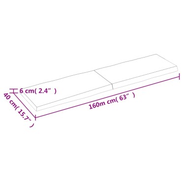 vidaXL Επιφάνεια Τραπεζιού 160x40x(2-6)cm Ακατέργαστο Μασίφ Ξύλο Δρυός 1 τεμ.