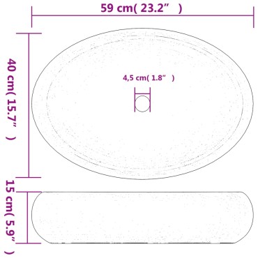 vidaXL Νιπτήρας Οβάλ Μαύρος και Γκρι 59 x 40 x 15 εκ. Κεραμικός