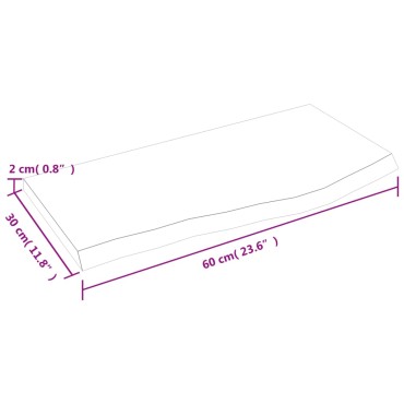 vidaXL Πάγκος Μπάνιου Αν. Καφέ 60x30x2 εκ. Επεξεργ. Μασίφ Ξύλο