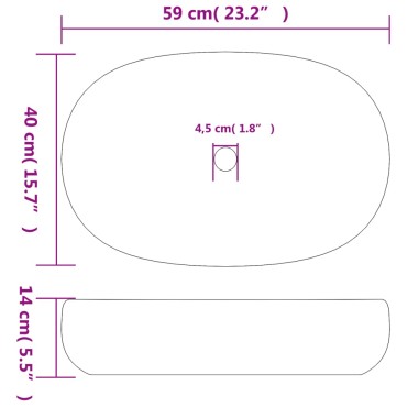 vidaXL Νιπτήρας Οβάλ Τιρκουάζ 59 x 40 x 14 εκ. Κεραμικός