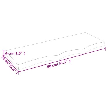 vidaXL Πάγκος Μπάνιου 80x30x(2-4) εκ. από Ακατέργαστο Μασίφ Ξύλο