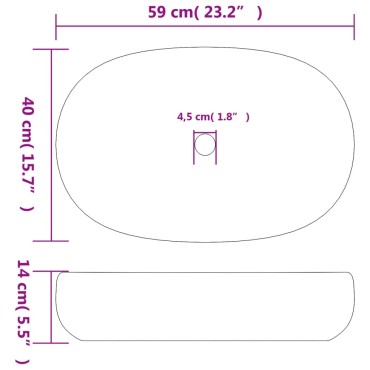 vidaXL Νιπτήρας Οβάλ Χρώμα Άμμου και Καφέ 59 x 40 x 14 εκ. Κεραμικός