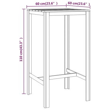 vidaXL Τραπέζι Μπαρ 60x60x110cm από Εμποτισμένο Ξύλο Πεύκου 1 τεμ.