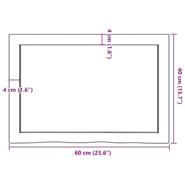 vidaXL Πάγκος Μπάνιου 60x40x(2-6) εκ. από Ακατέργαστο Μασίφ Ξύλο