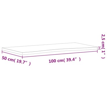 VidaXL Επιφάνεια Εργασίας 100x(45-50)x2,5 εκ. από Μασίφ Ξύλο Οξιάς